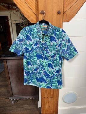 chubbies Men's Tropical Polo - Blue & Teal